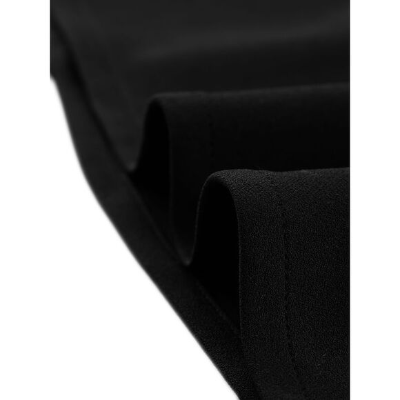 Women's High Waist Overall Dress Button Decor Flared Midi Suspender Skirt Black - Picture 5 of 5